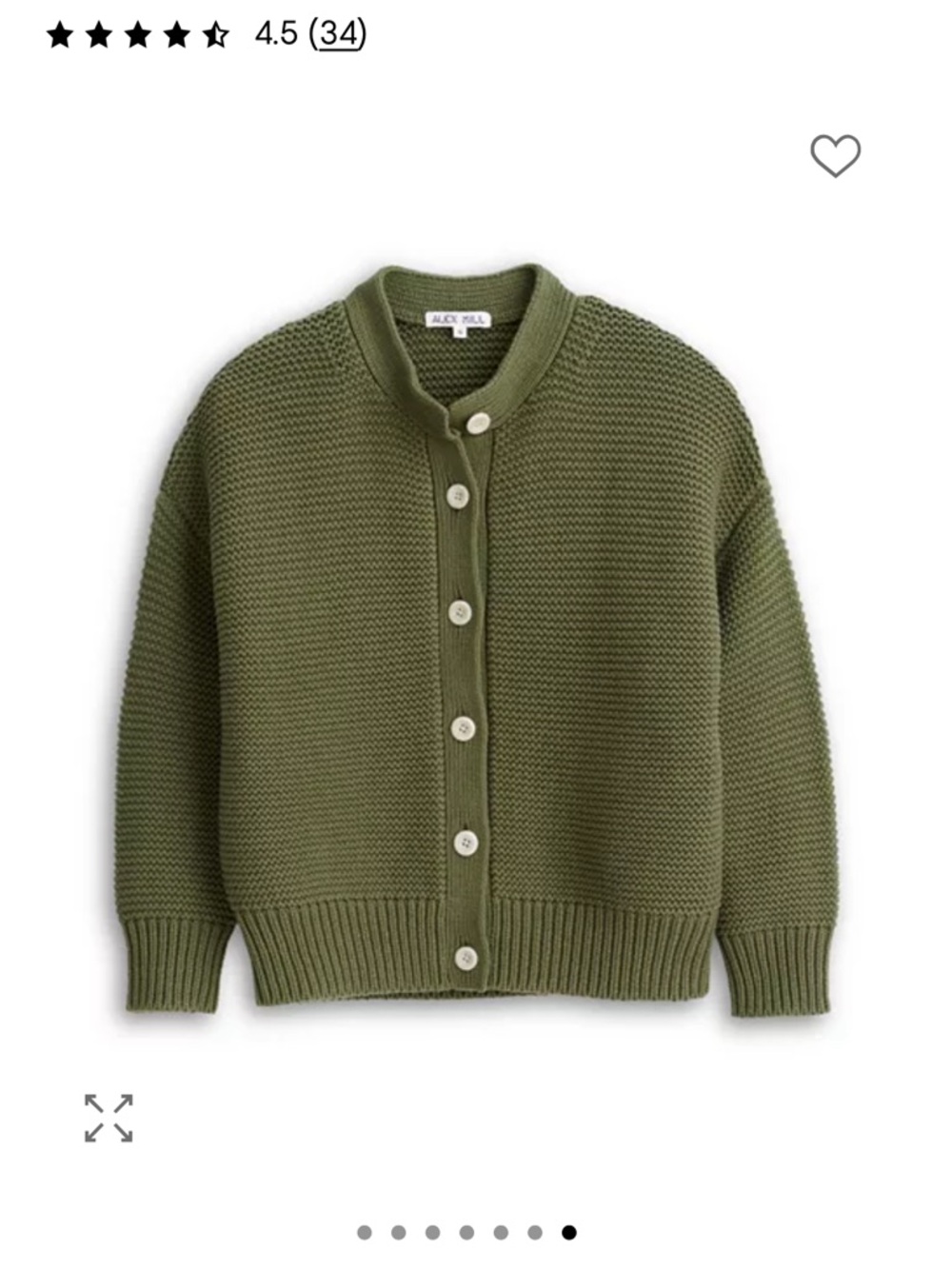 Alex Mill Olive Knit Button-Up Cardigan